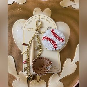 Eyecandy Los Angeles Baseball Mitt, Ball, Hotdog & Bat Bag Charm or Keychain